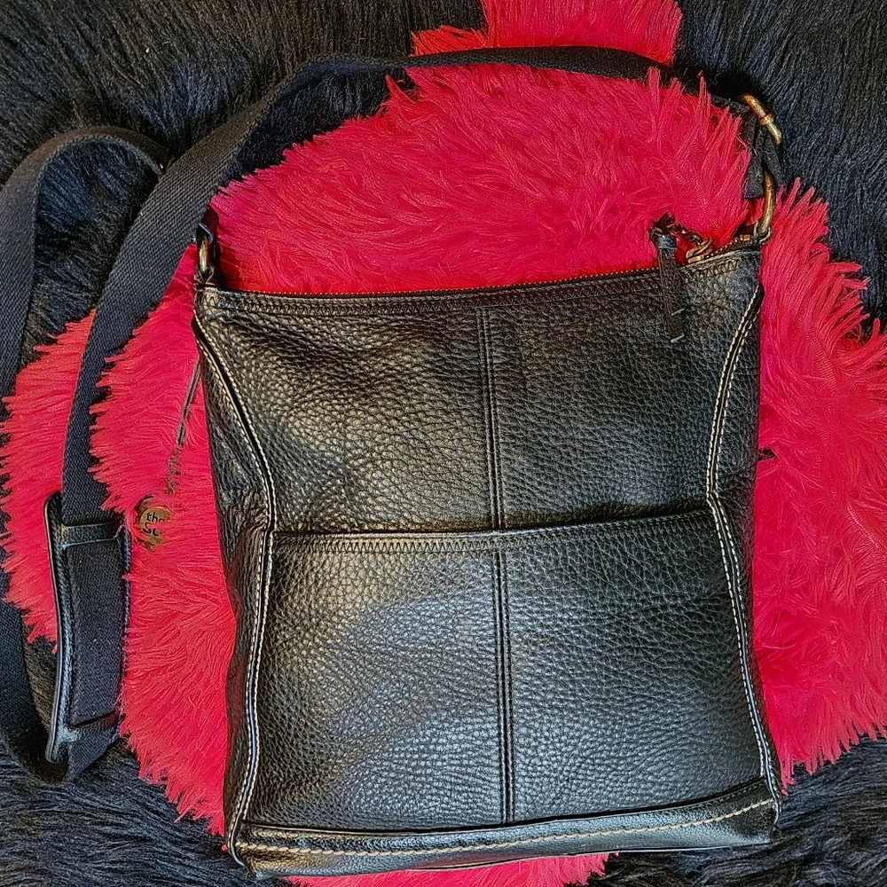 Vintage The Sak Black Pebbled Leather Hobo Crossbody Shoulder Bag